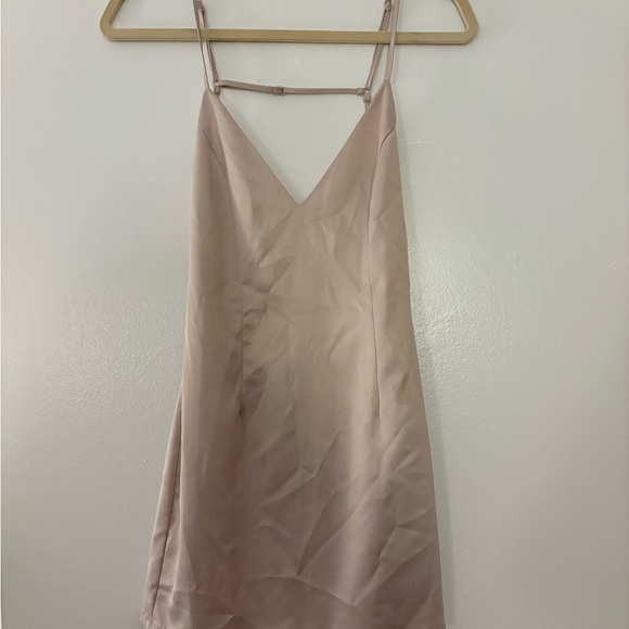Superdown Nicole Satin Mini Dress | Blush Nude | Size XS - Picture 3 of 4